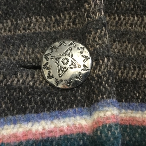 Vintage Circle T Aztec Western Wool Blend Blanket Coat Jacket, Women Medium - Picture 6 of 8